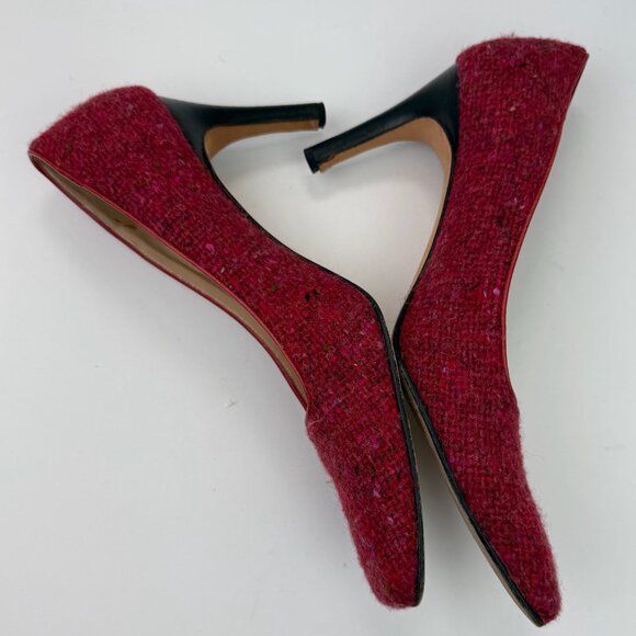 KATE SPADE Red and Pink Boucle Tweed Heels 8.5AA - Picture 4 of 11